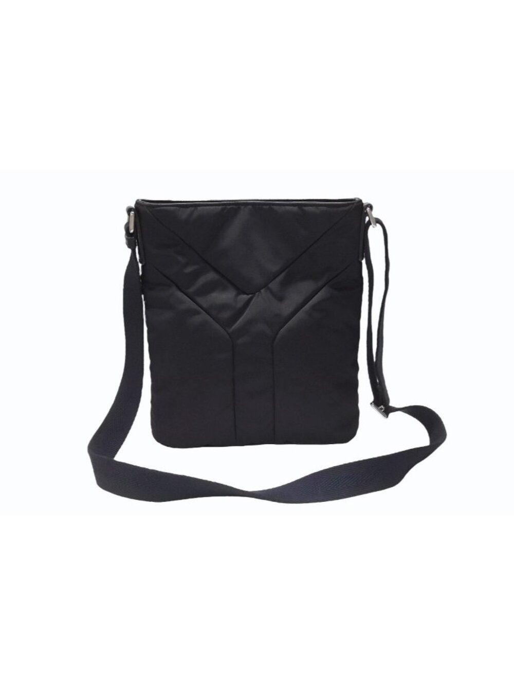 Saint Laurent Nylon Shoulder Bag Black Navy Silver